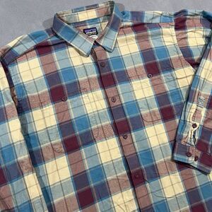 Patagonia Shirt Men Size XL Plaid Blue Red‎ Organic Pima Cotton Button Up Fjord